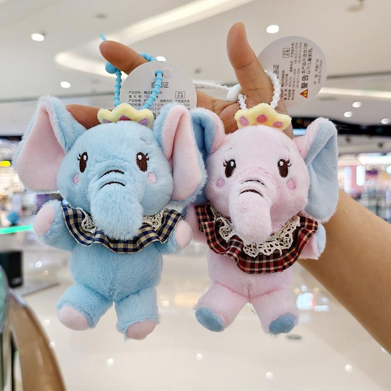 Cute Long Trunk Elephant Pendant Plush Stuffed Toy Doll Bag Pendant Keychain Cloth Jewelry Accessory Keyring Gift Decoration
