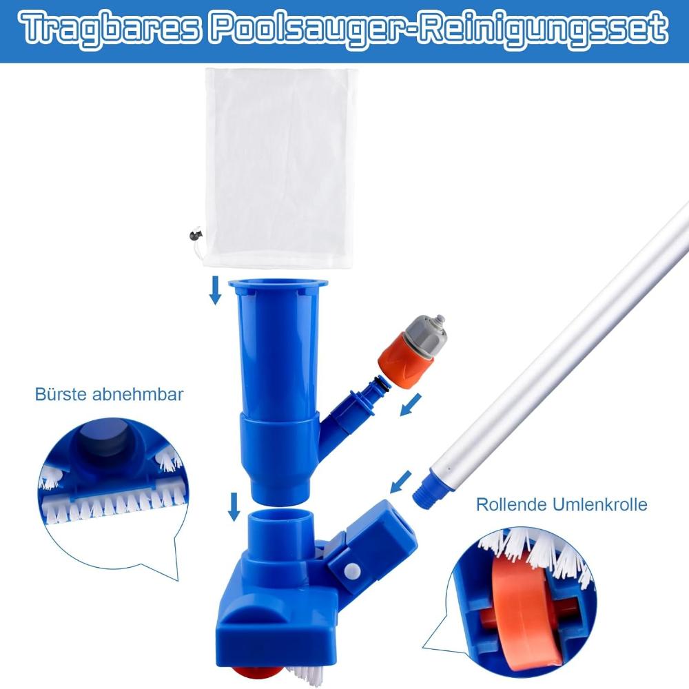 Portable Pool Vacuum Cleaning Set, Pool Cleaning Floor Vacuum Cleaner, Handheld Pool Vacuum Cleaner, for Swimming Pools, Spas, Ponds, Fountains
