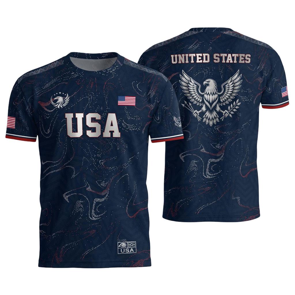 USA Men's Casual Letter Print Short Sleeve T-Shirt