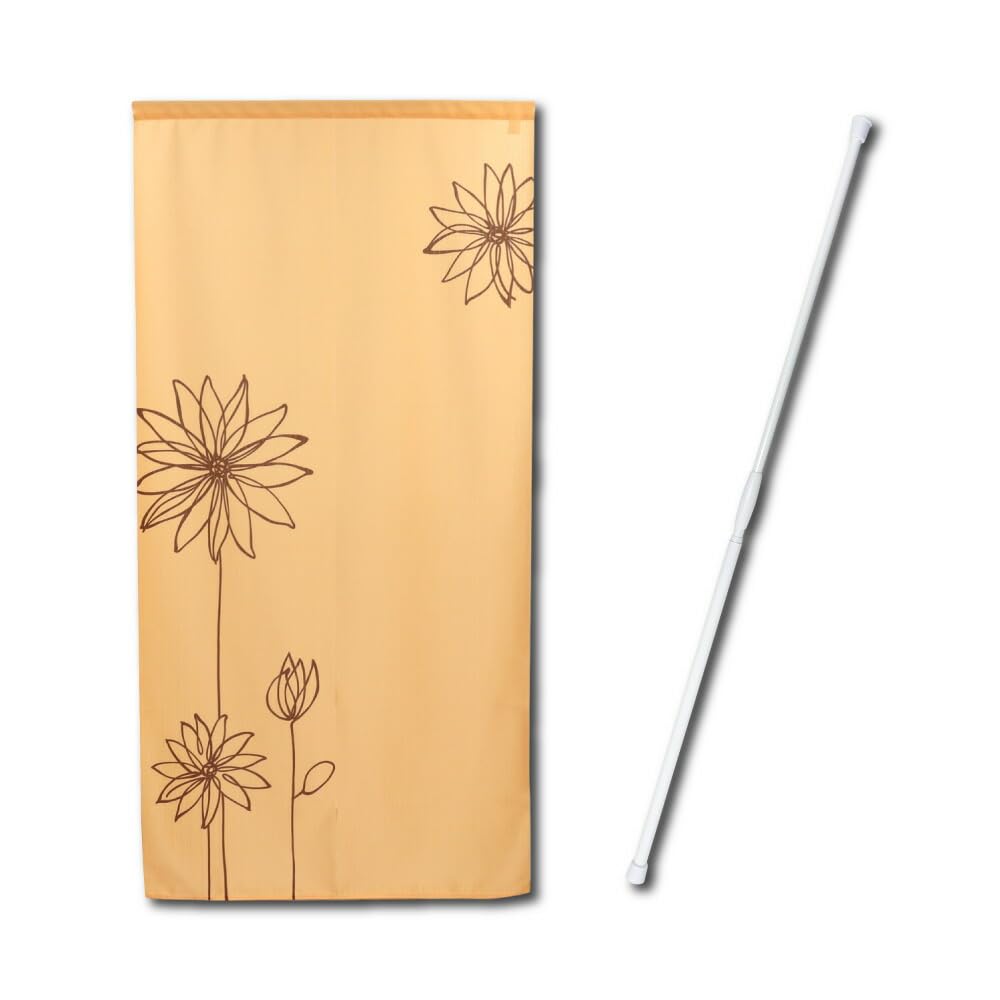 

Noren Kobo Noren Stylish Nordic Floral Simple and Natural with Tension Line 85cm Wide x 170cm Product Number 21299 Curtain, Print, Tapestry, Poster, оранжевый