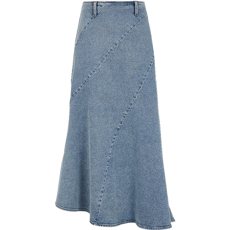 

VEROMODA Women s Oblique Spliced Fishtail Denim Skirt XL