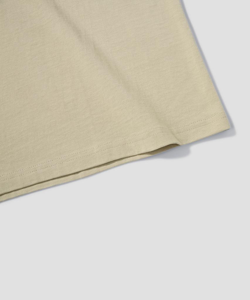 AGOD Original Camping Lettering Short Sleeve T-Shirt [Light Beige]