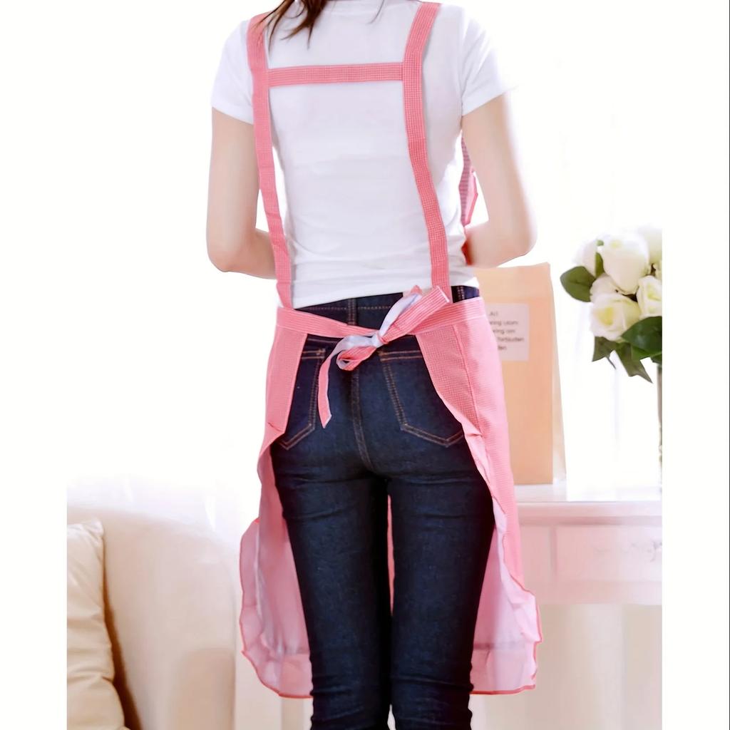 1pc Apron, Korean Fashion Double Layer Waterproof And Oil-proof Apron, Kitchen Cooking Waist, Cute Princess Cover Up Home