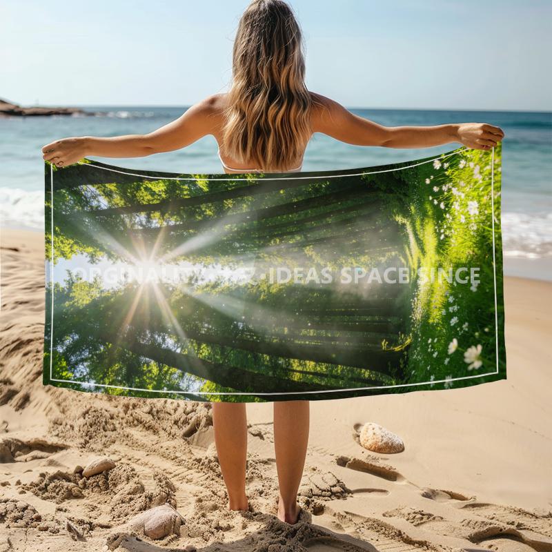 Sonniger Wald Druck Strandtuch Gemustert Sonnenschutz Und Winddicht Geeignet Für Schwimmbad Camping Reise Decke