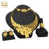 24K Gold Plated Arab Women's Bridal Necklace Earrings Ring Bracelet Indian Women's Jewelry Set 2026