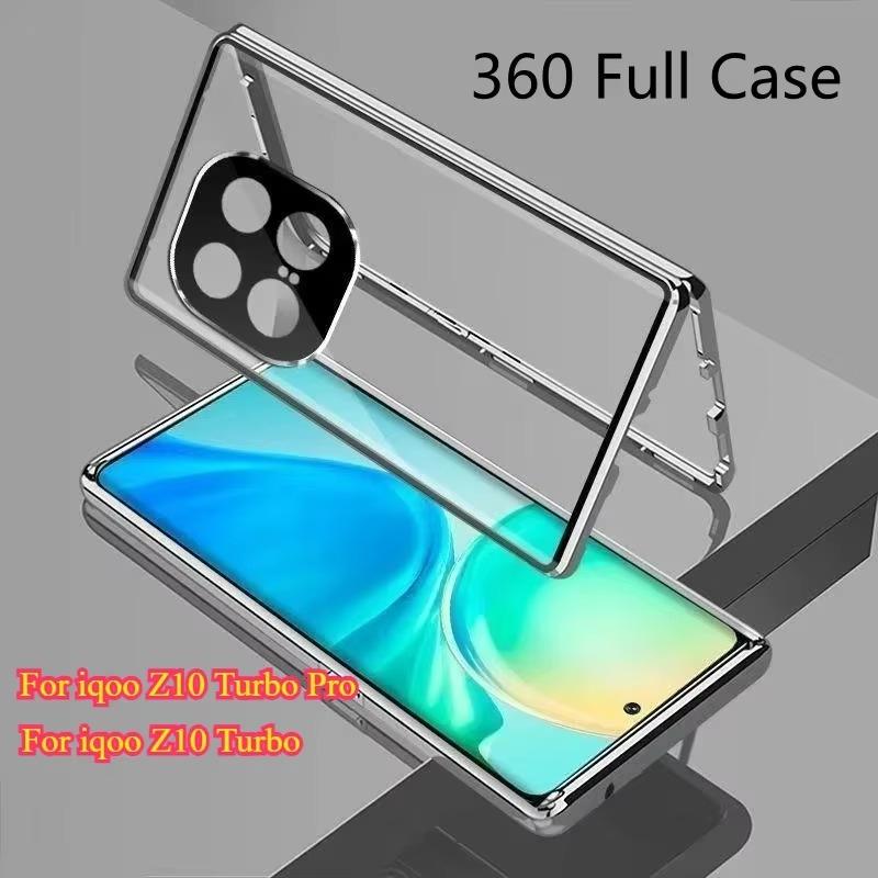 For VIVO IQOO Z10 Turbo Pro Double Sided Magnetic Adsorption Metal Tempering Glass Protection Cover For Z10turbo