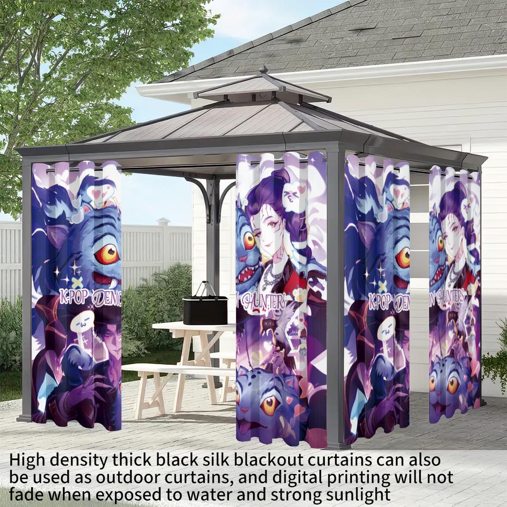 2 st K-Pop Demon Hunters Tryck Mörkläggningsgardiner Flera Storlekar Vardagsrum Sovrum Isolering Dekoration Maskintvättbar