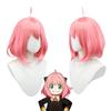 14" Pink Short Bob Cosplay Wig – Realistic Silicone Scalp Top & Straight Synthetic Hairpiece for Anime Conventions & Cute Character Tribute