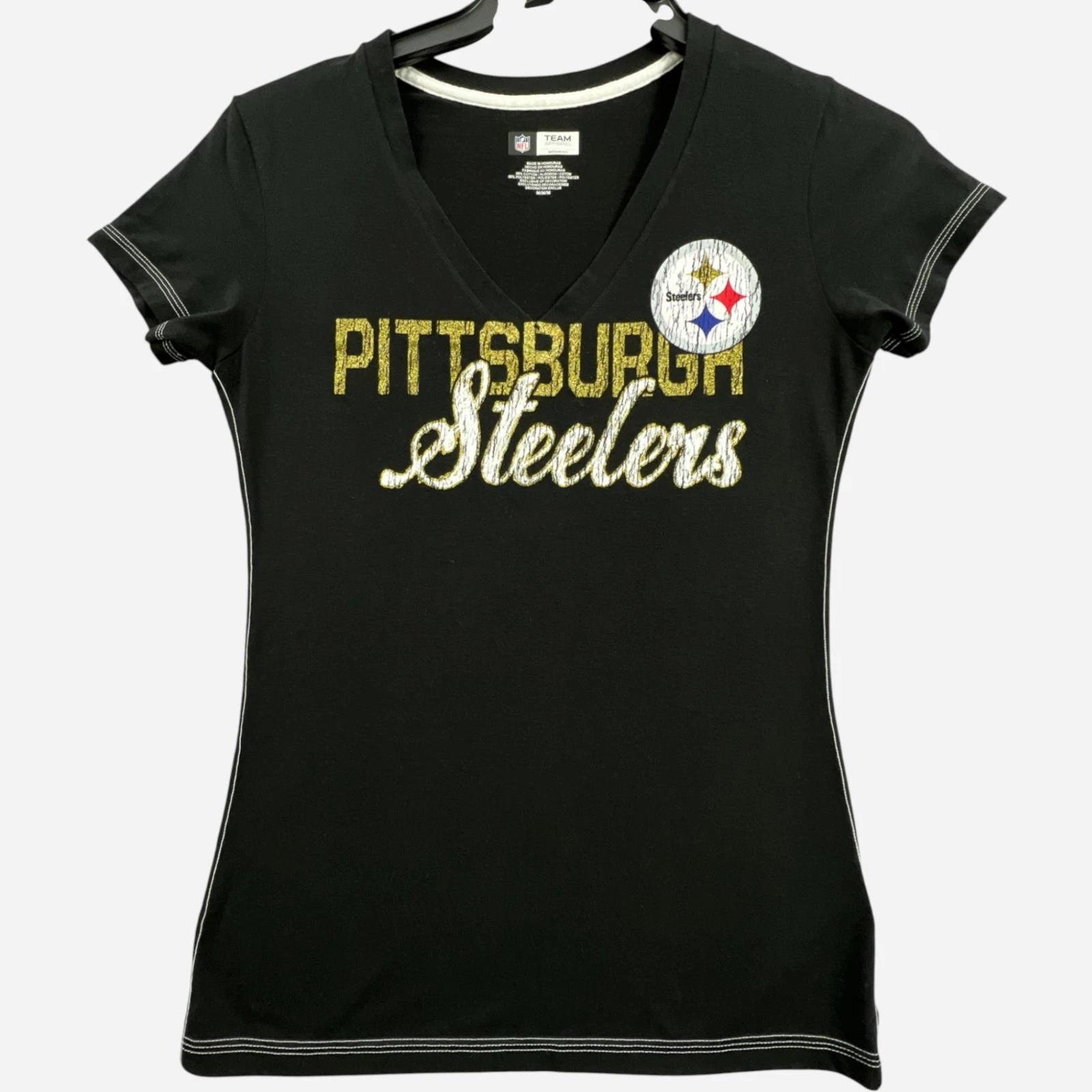 Футболка Pittsburgh Steelers NFL Женская Средняя Черная С Названием Команды Повседневная 4XL