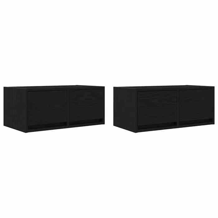 VidaXL TV Furniture 2 Pcs Black Oak 60x31x25.5 Cm Engineered Wood, TV Stand, Hi-fi Cabinet, Entertainment Center, Sideboard 861493