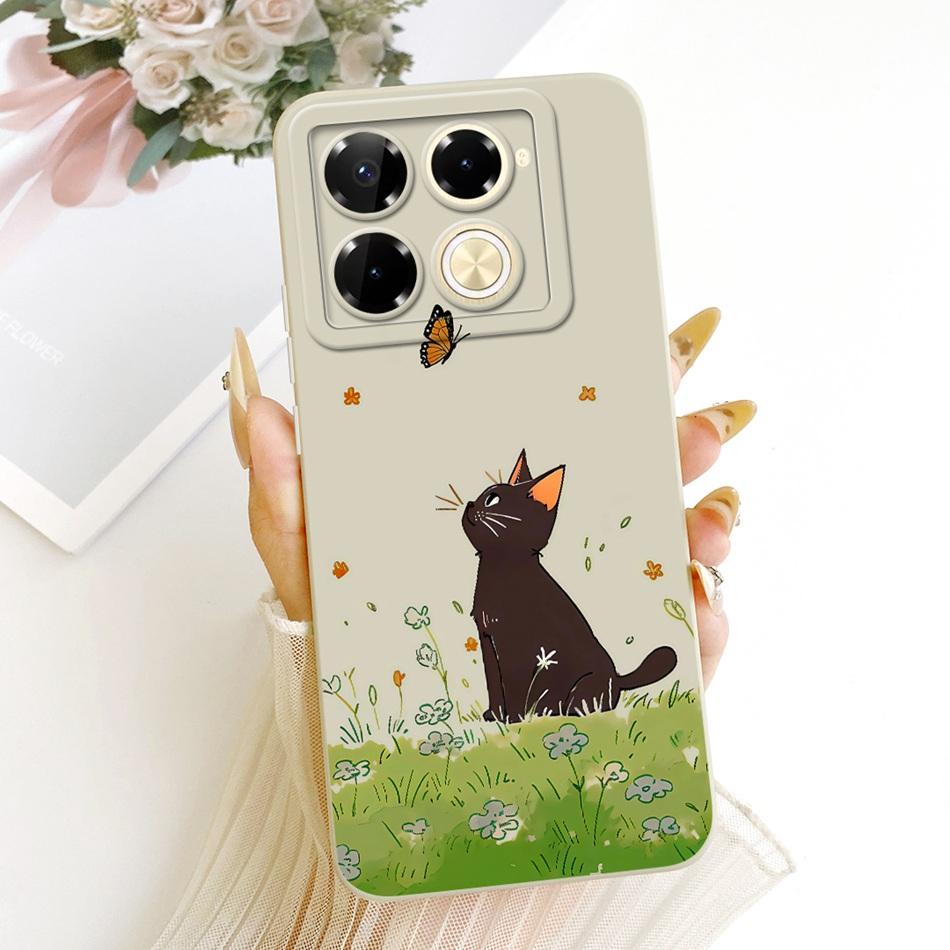 For Infinix Note 40 Pro 4G 5G / Note 40 Pro+ / Note40 X6853 Cute Cat Flower Cartoon Phone Case Soft Silicone Cover Bumpers