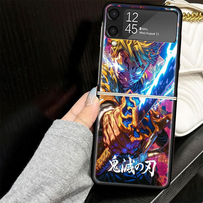 Agatsuma Zenitsu Demon Slayers Case for Samsung Galaxy Z Flip7 Flip6 Flip5 Flip4 Flip3 5G Hard Phone Shell Z Flip 7 6 5 4 3 Blac