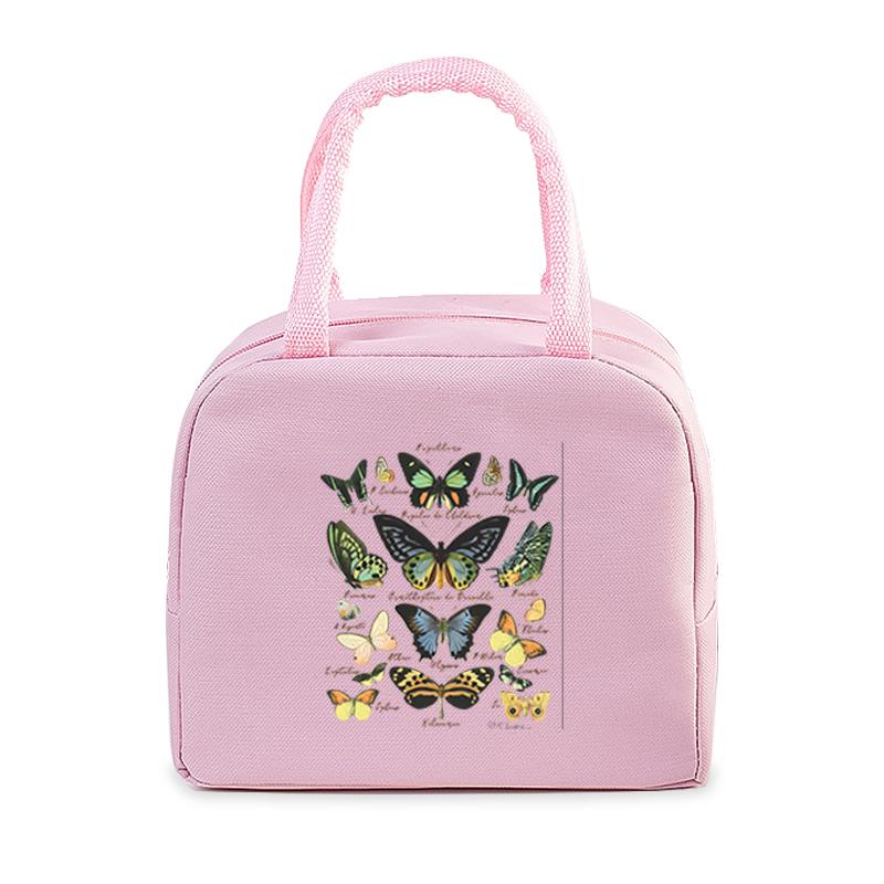 Vintage Butterfly Lunch Bag Student Office Women Men Bento Pouch Aesthetics Butterfly Insulation Portable Picnic Food Lunch Bags