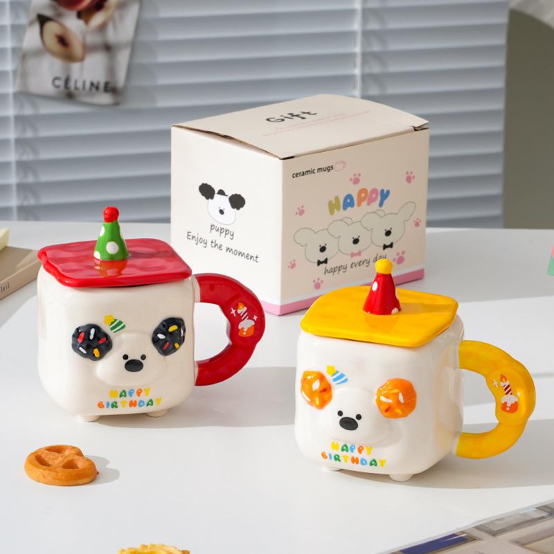 Wind High-Value Ceramic Cup With Lid Gift Box Cute Office Couple Water Cup Creative Souvenir