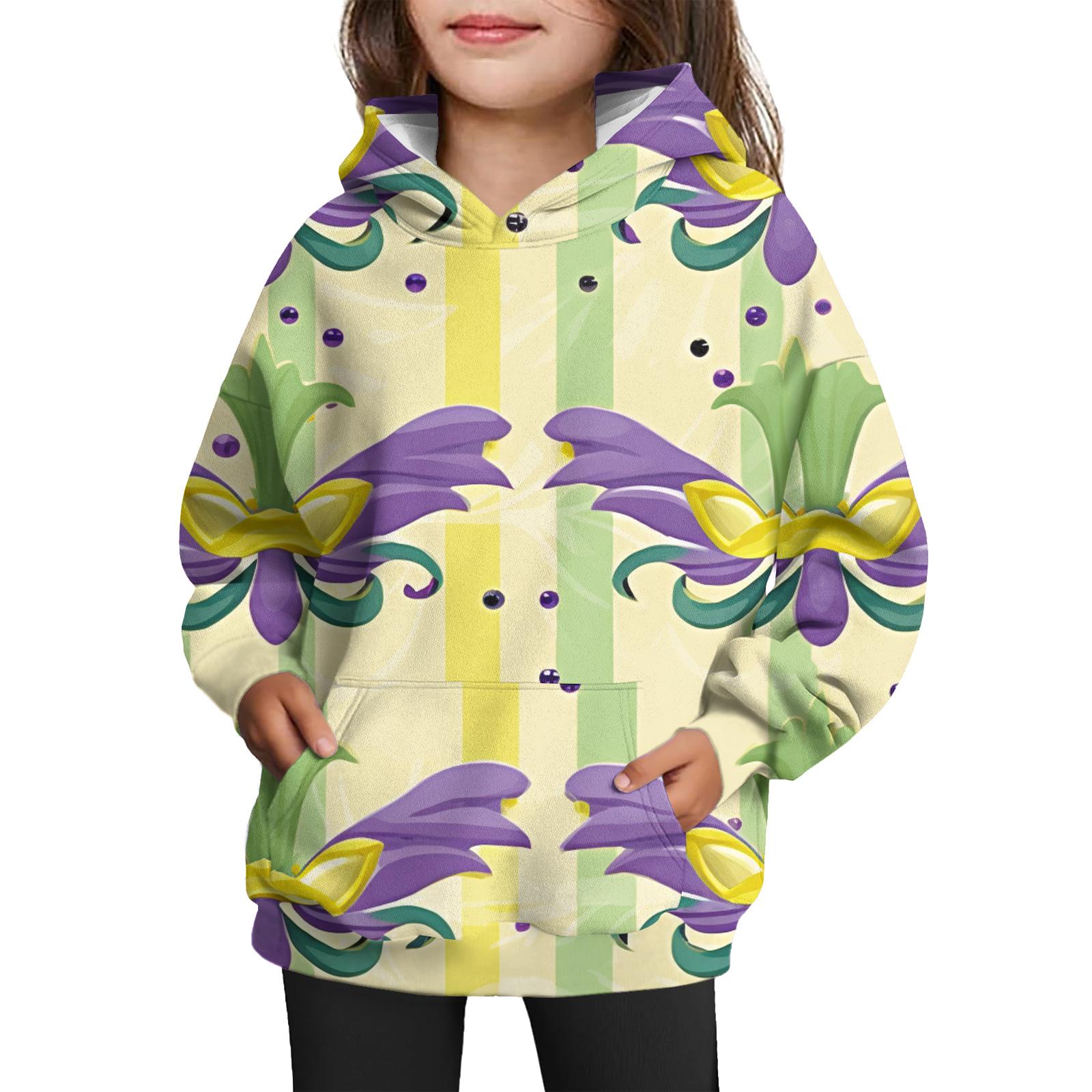 

Girls Hooded Tie- Sweatshirt - Pullover Print Top Carnival Day 140