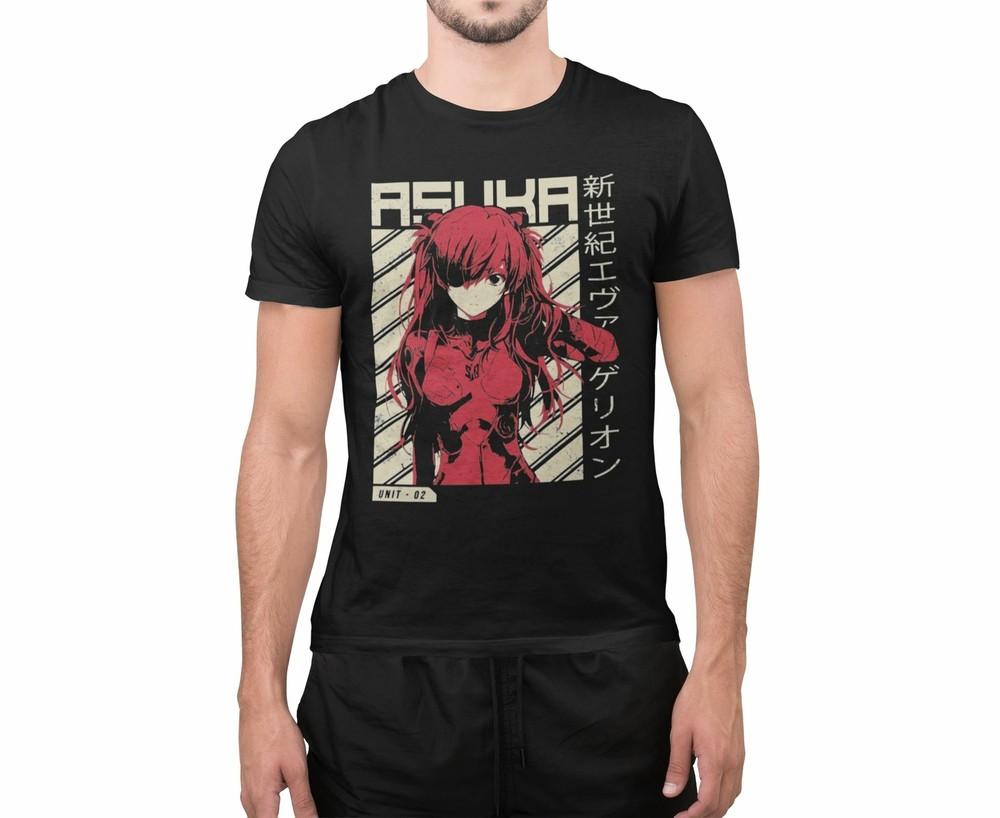 

Retro Asuka Evangelion Shinji neon Genesis T-Shirt Baumwolle Herren Anime Manga XL