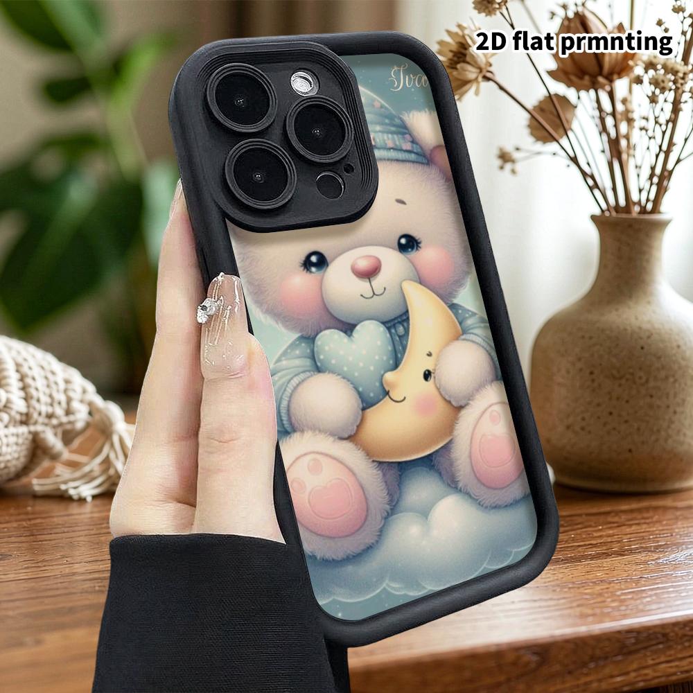 Phone Case: 2D Flat Design Suitable for iPhone 18 17 16 15 14 13 Pro Step Protection Case, Sleepy Little White Bear, Christmas and Halloween Gift