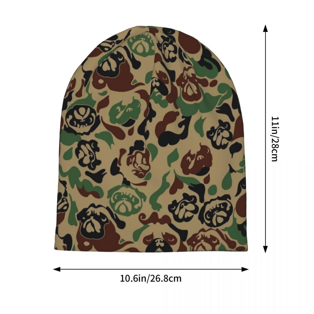 Funny Pet Pug Camouflage All Seasons Beanies Skullies Cap Accessories Unisex Windproof Beanies Hats