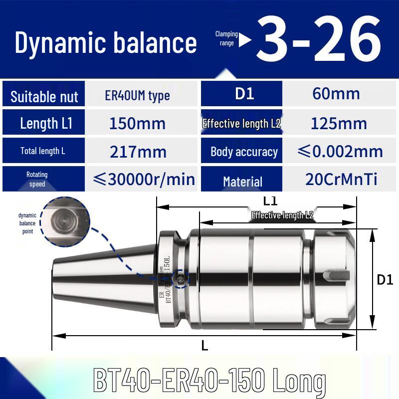 

Aokewen BT40-ER40-100 CNC Tool Holder Collet