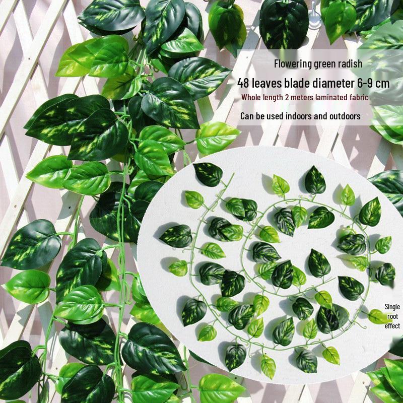 Large Grape Leaf Vine Decoration - Fake Fruit String for Wall, Ceiling, or Pipe with Green Tree Leaves