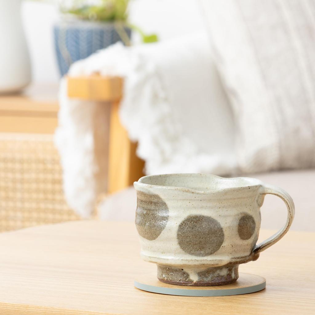 Marui Seito Shigaraki Ware Hechimon Mug, 320ml Capacity, Ball Pattern, White, MR-3-4473