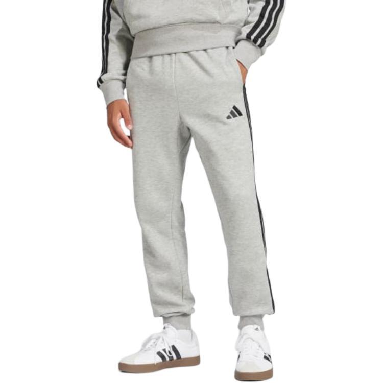 Adidas Striped Mid-Rise Tapered Knit Sports Pants Men Pants Medium-Gray JE6318