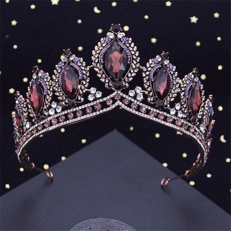 Baroque Vintage Crystal Tiaras Wedding Crown Bride Headdress Royal Queen Bridal Diadem Pageant Wedding Crown Hair Jewelry