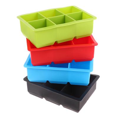 6 Grid Ice Tray Mold Large Diy Food Grade Silicone Ice Cube Square Tray Mold