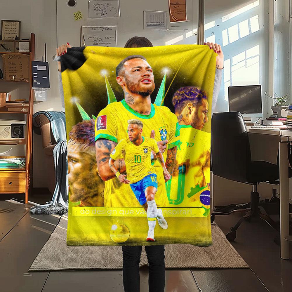 1PC Neymar Patterned Flannel Blanket Suitable For All Seasons for Home Decor Warmth and Comfort Gifts Holiday Present