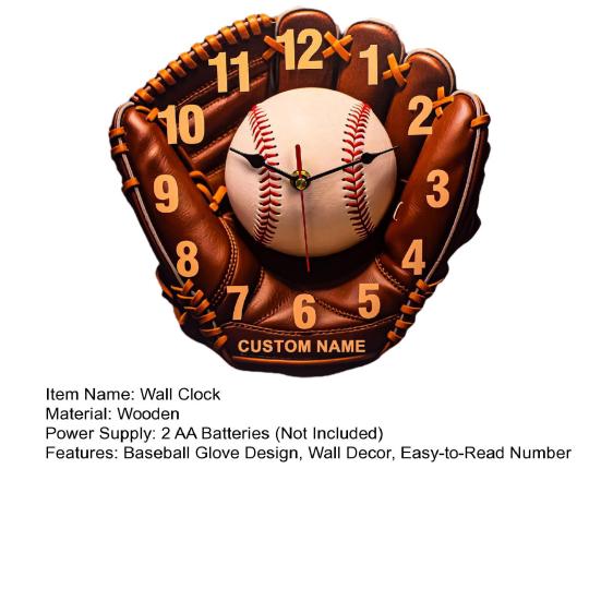 Baseball Glove Wall Clock Decorative Clock with Silent Pointers Living Room Wall