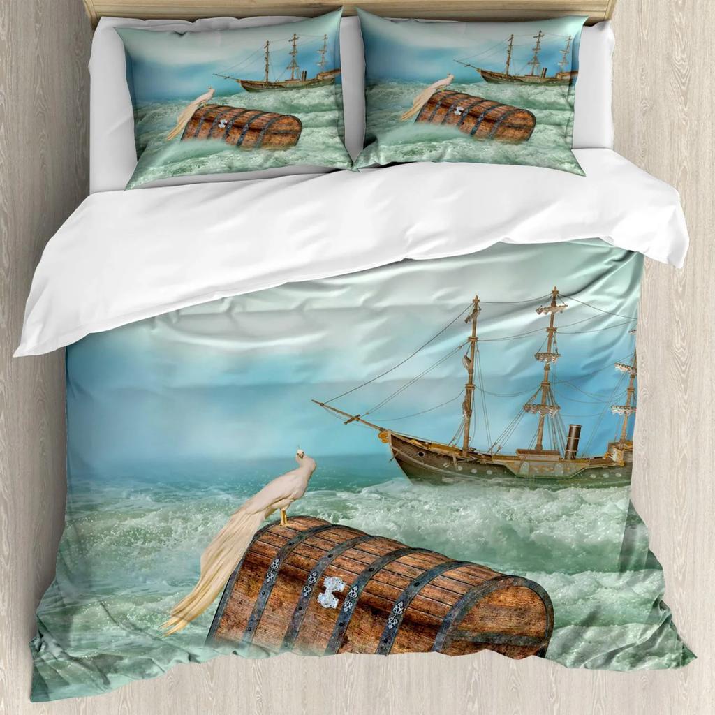 Fantasy Duvet Cover Knight Don Quixote Horse On Dragon Valley Medieval Image Print Double Queen King Size Polyester Qulit Cover