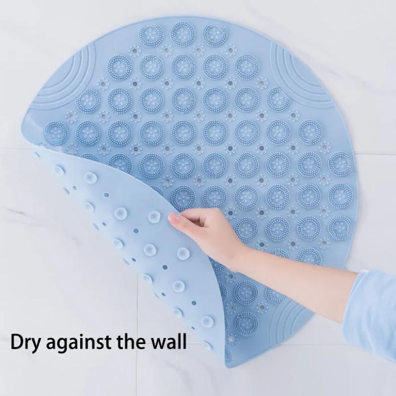 Bathroom Mat Anti-slip Sucker Round TPR Bath Mat with Drain Hole Silicone Bathing Rugs Foot Massage Pad Bathtub Soft Shower Mat