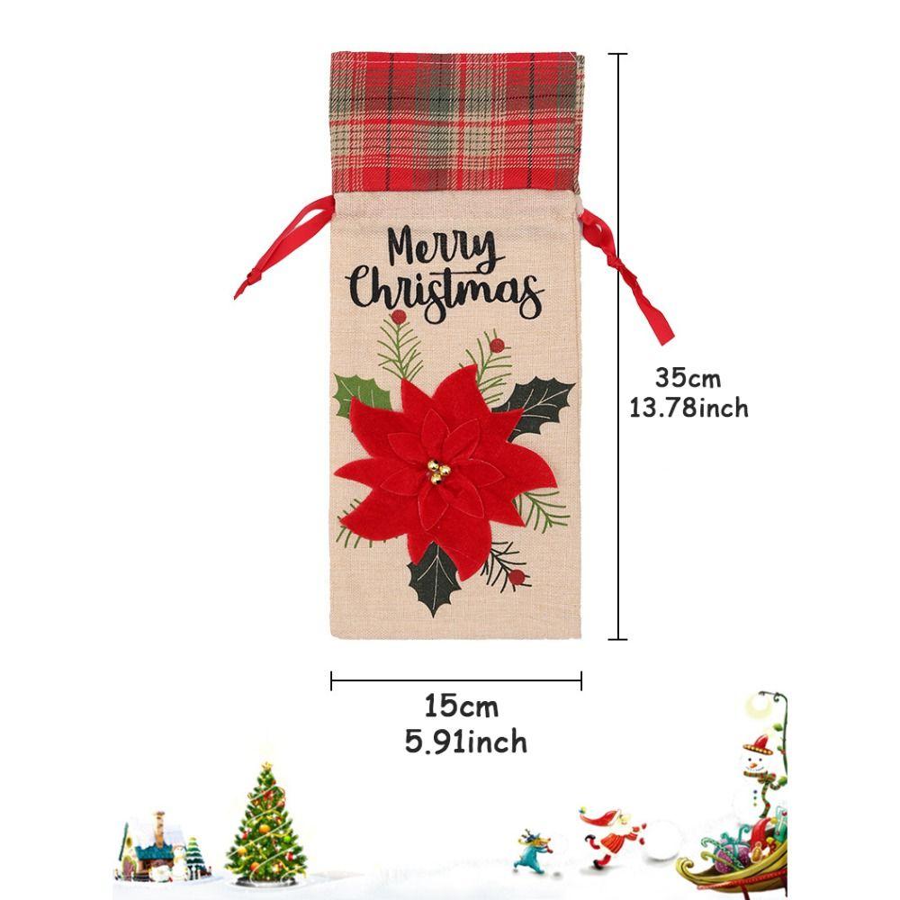Flower Wine Bottle Set Drawstring Wine Pouch Gifts Party Supplies Christmas Bottle Cover  Friend