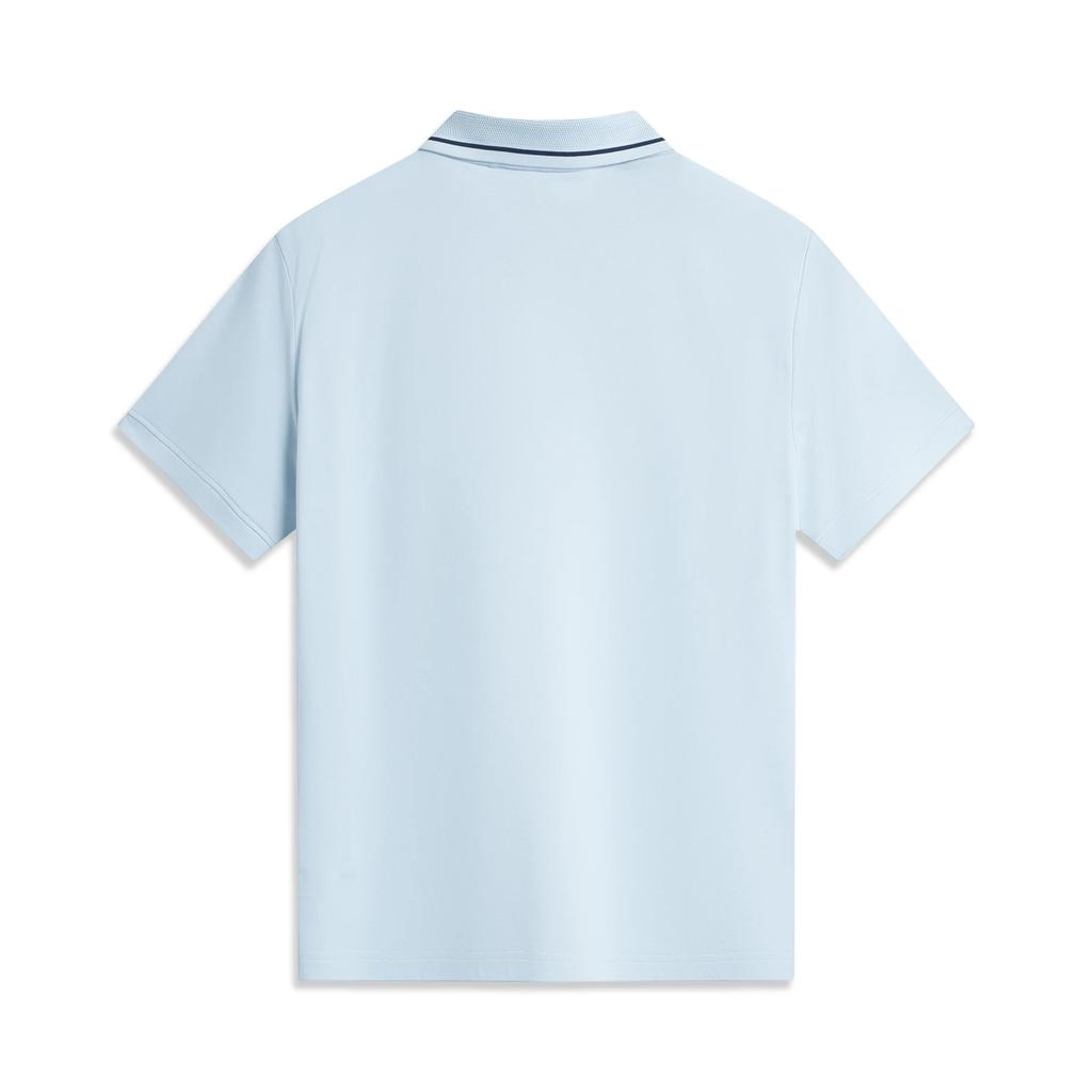 Li Ning Polo Shirts Men's Folk Blue Polo Collar Moderate Straight Fit APLV063-3