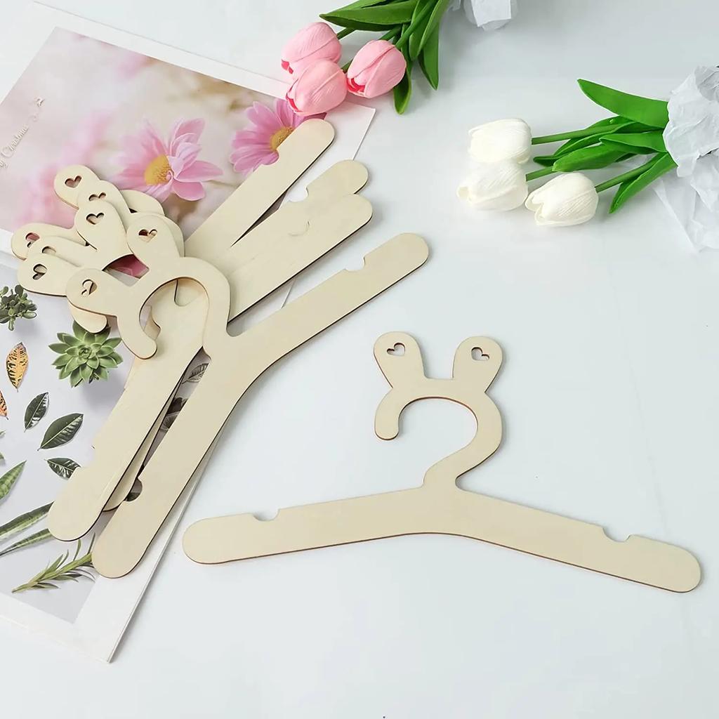 5/10PCS Wooden Baby Clothes Hanger DIY Creative Room Decoration Kids Clothes Drying Storage Children Organizer Clothing Hanger