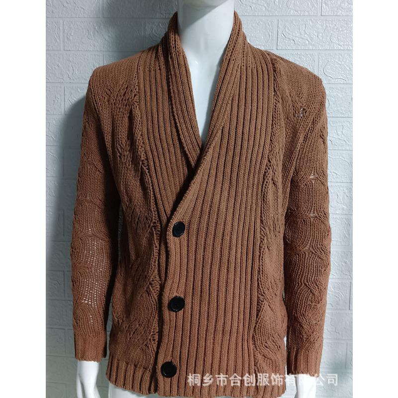 Men's Solid Color Long Sleeve Knit Cardigan Sweater Outwear.