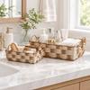 2 Pieces Paper Rope Woven Storage Basket Textured for Cosmetic Organization