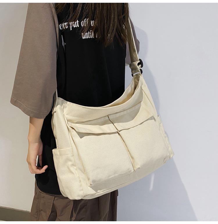 Women's Japanese Korean Style Canvas Messenger Bag - Versatile, Simple, Literary Shoulder/Crossbody Bag