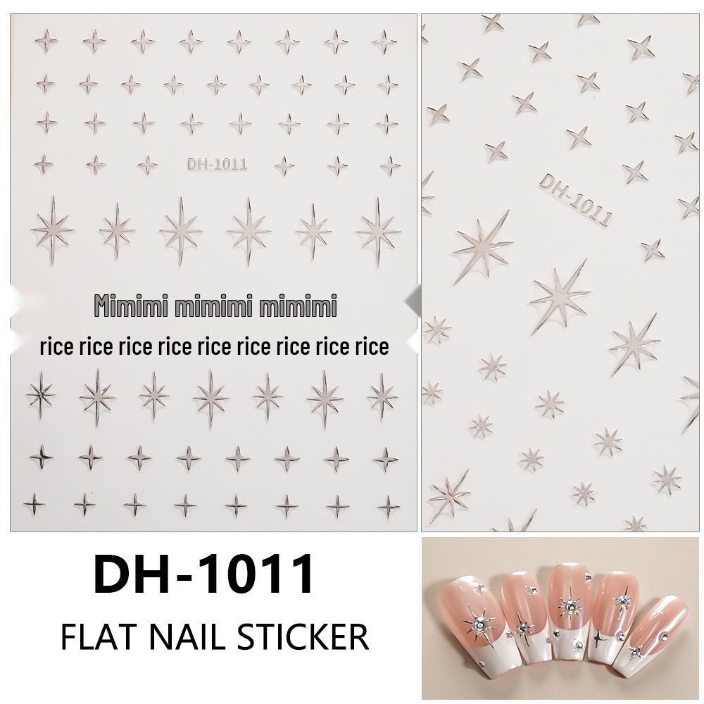 Redanco3D Flat Cartoon Nail Stickers - Silver Star Rays Design (DH-1015)
