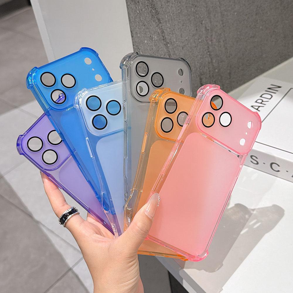 3D Airbag Matte Candy Color Clear Soft Case For For Iphone 17 16 15 14 13 Pro Max Silicone Shockproof Cover Transparent Shell fundas