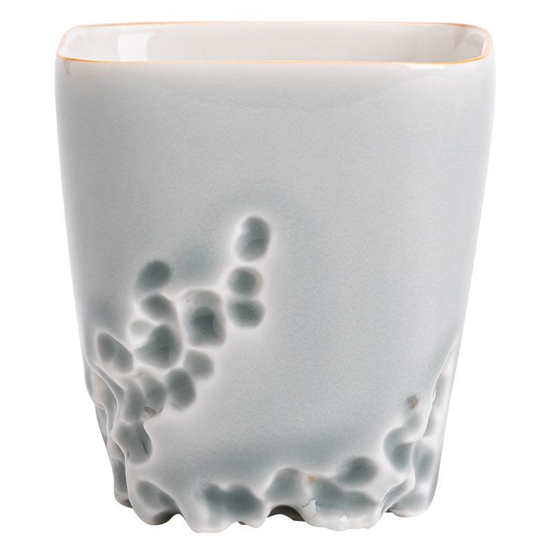 Green Glaze Handmade Ceramic Teacup Chinese Kung Fu Gongfu Teaware Set Retro Japanese Mugs Drinkware Tea Ceremony Master Cups