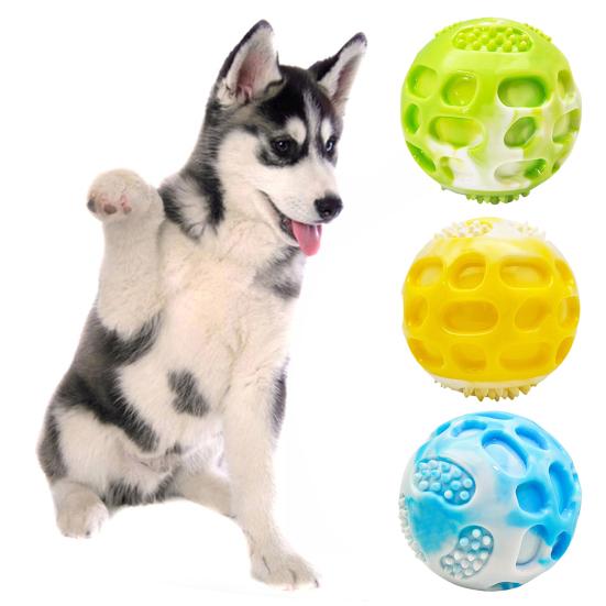 Squeaky Dog Ball Pets Rubber Chew Toy Non-Toxic Bite Resistant Fetch Ball Promotes Teeth Health