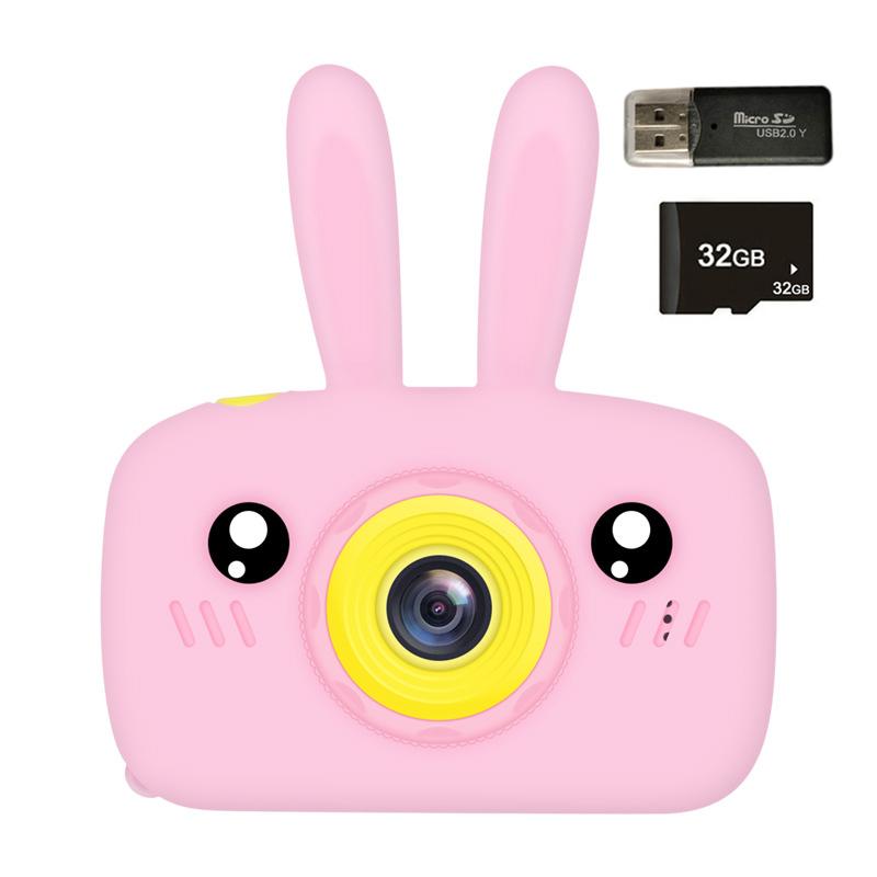 Non-Toxic New Mini Cartoon Rabbit Camera 2 Inch Hd Screen Educational Children Toys Portable Video Digital Camera Slr Camera For Kid Gifts