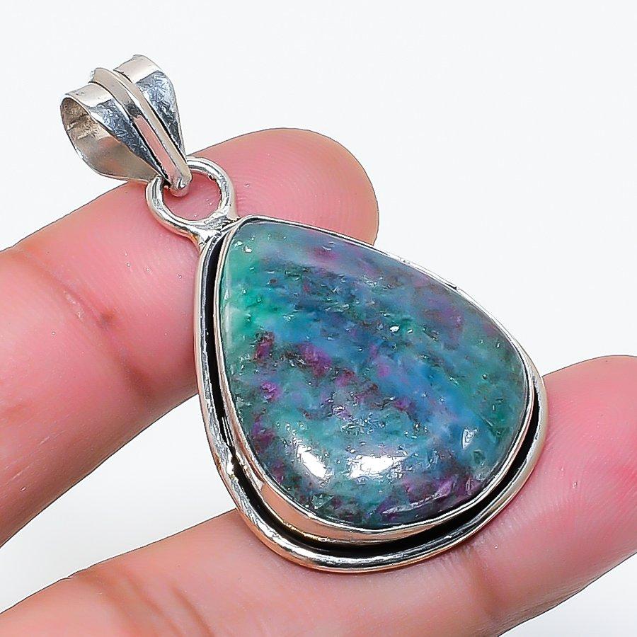 Natural Ruby Fuchsite Gemstone 925 Sterling Silver Jewelry Pendant 1.69  AP-15692