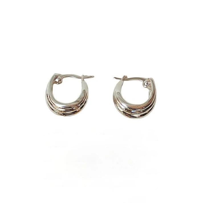 PONYKISS S Sterling Silver Needle 18k Gold Round Huggies Earrings for Women Classic Fashion  Geometric Accessories