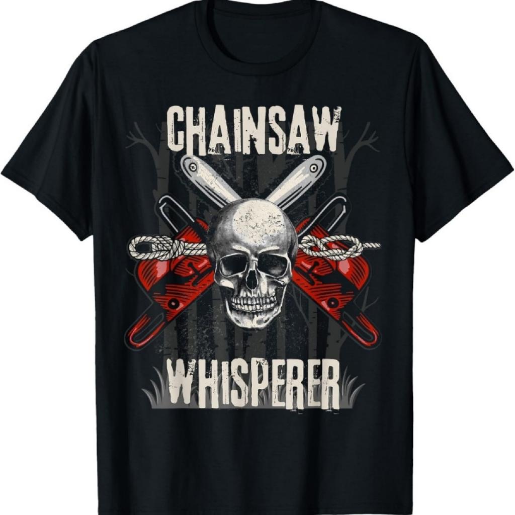 Kettensägenflüsterer Bäume Lustig Baumpfleger Kettensäge Seile Schädel T-Shirt