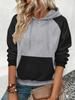 Women's Color Block Raglan Sleeve Hoodie: Velvet Warm, Loose Fit, Long Sleeve Pullover for Autumn and Winter.