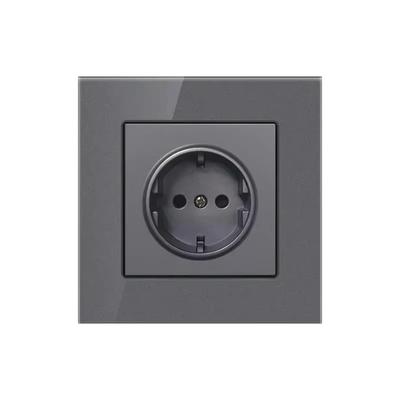 Depoguye Weiß 16A EU-Standard-Steckdose, Kristallglasplatte Wandsteckdose, 220V Steckdose Korea 86mm*86mm