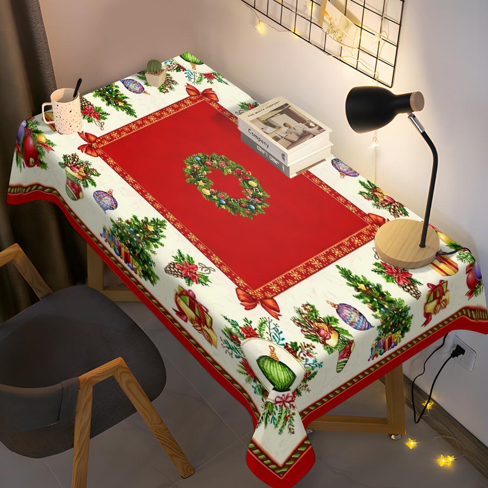 Față de masă rezistentă la apă cu tema de Crăciun Decor pentru petreceri Balon pentru brad de Crăciun Fețe de masă dreptunghiulare Decor de masă Decoratiuni de Craciun 2025
