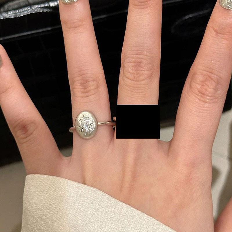 

silver 925 snowflake retro carving craft brushed rings for women new in exquisite oval charm ring wedding jewelry Adjustable resizable